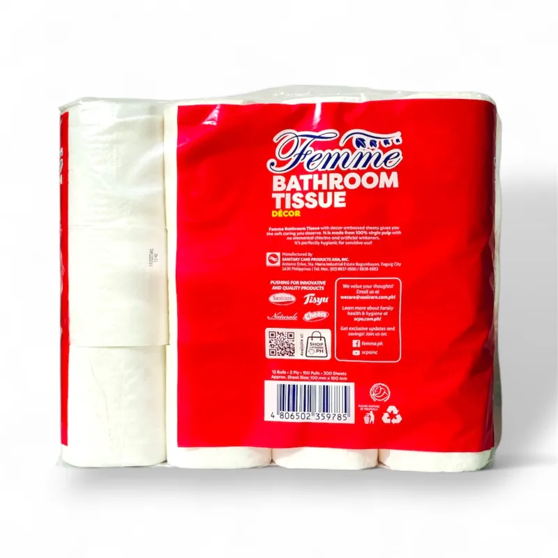 Femme Decor Bathroom Tissue 12 Rolls | 2-Ply, 300 Sheets