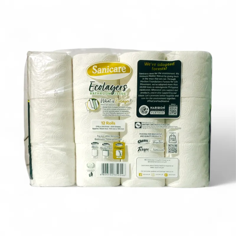 Sanicare Ecolayers Bathroom Tissue 12 Rolls 600 Sheets 3-Ply