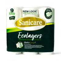 Sanicare Ecolayers Bathroom Tissue 9 Rolls 3-Ply
