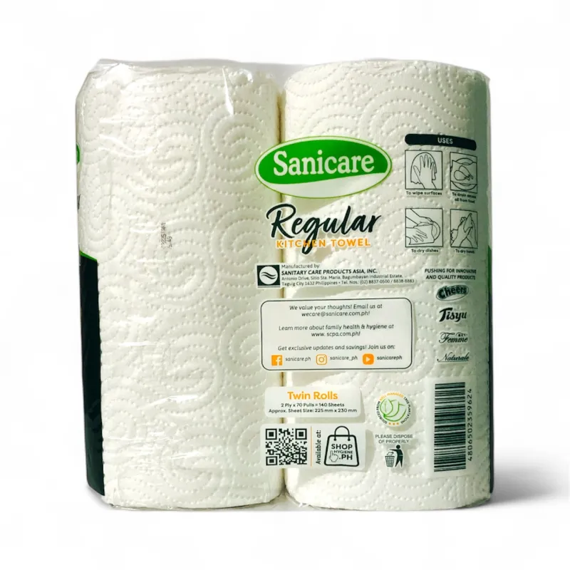 Sanicare Regular Kitchen Towel 2-Ply Twin Rolls 70 Pulls