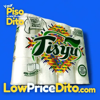 Tisyu Bathroom Tissue Classic 12 Rolls 2-Ply 400 Sheets