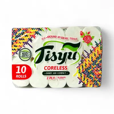 Image of Tisyu Coreless Bathroom Tissue 10 Rolls 2-Ply 100% Virgin Pulp